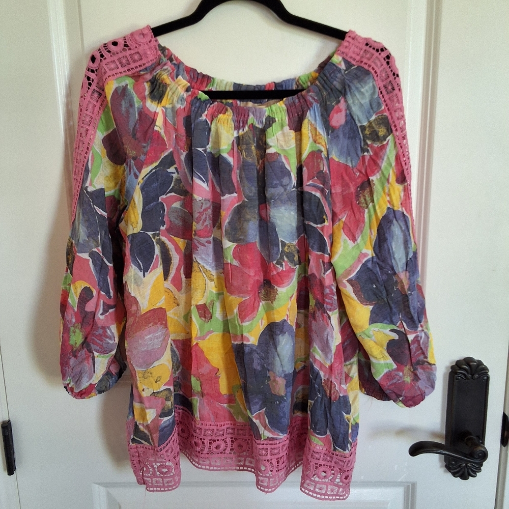 HOPE & HARLOW Floral Multicolor Women's Top